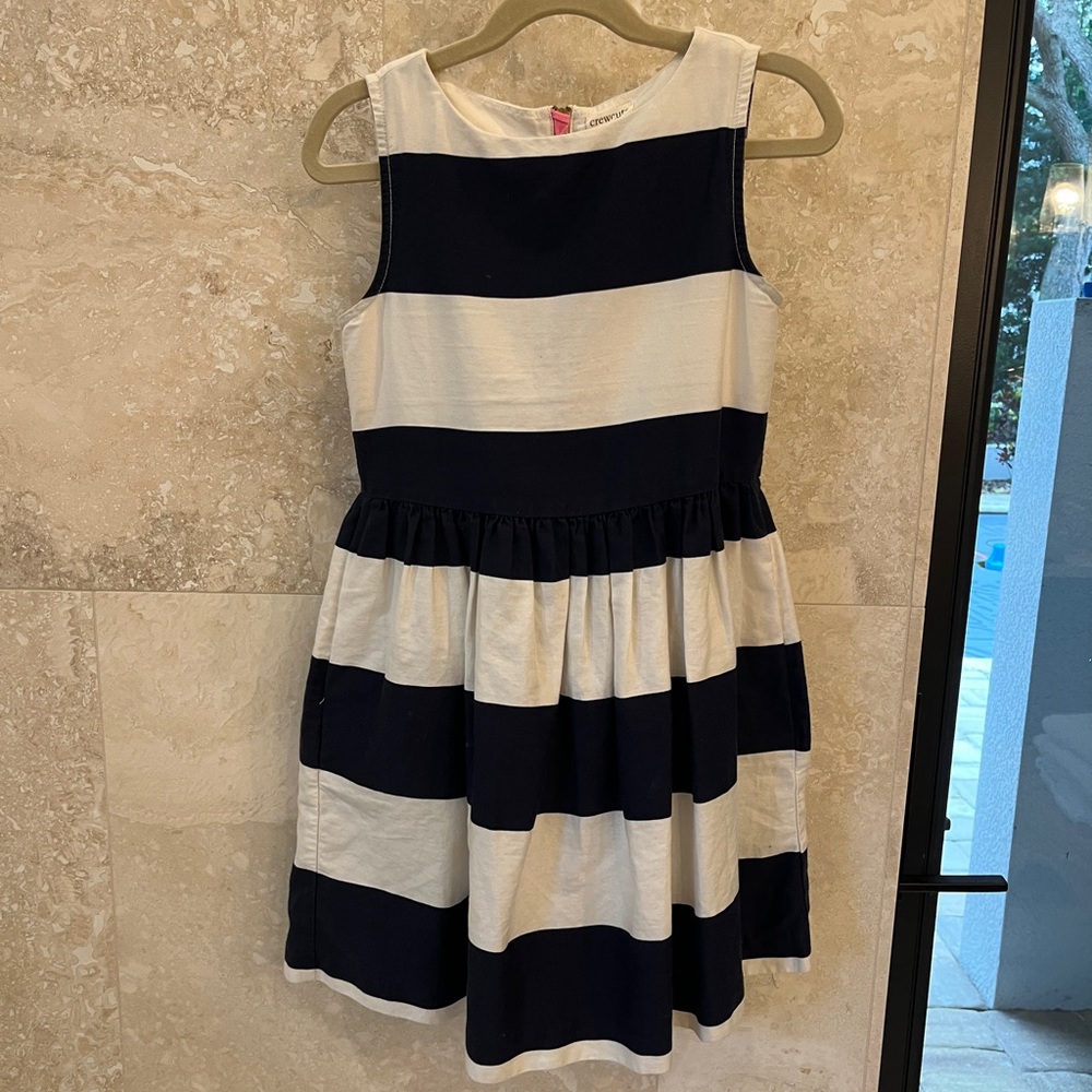 EUC Crewcuts navy/ivory striped dress Sz 7